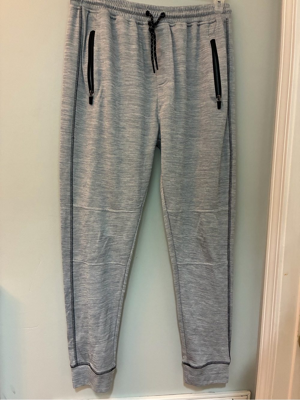 Burnside Light Gray Men's Drawstring Joggers with Zip Pockets